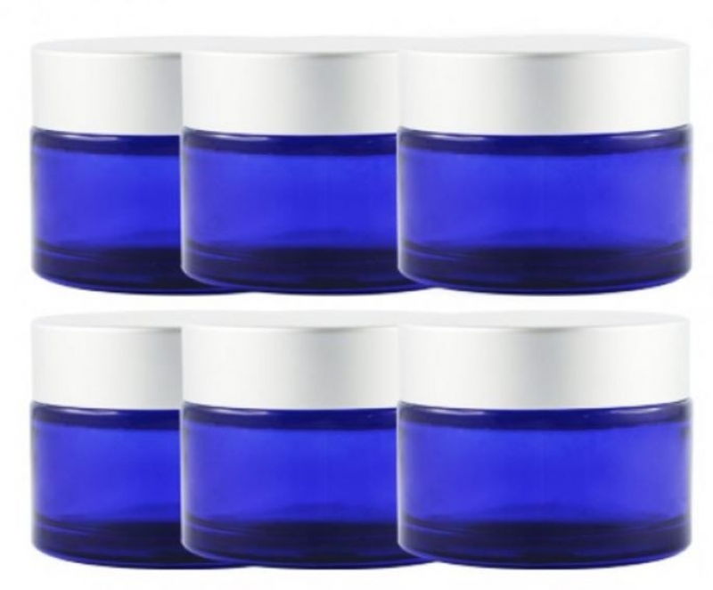 50ml Cobalt Blue Glass Straight Sided Jars Metal Lids Included These Round Jars Made Of Cobalt Glass Are Very Rigid And Scratch Resistant They Also Ideal For Essential Oils As Chemical Well